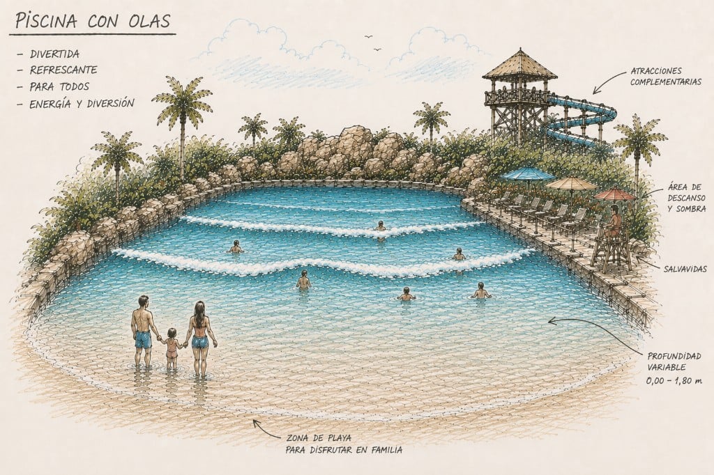 Bosquejo de piscina con olas