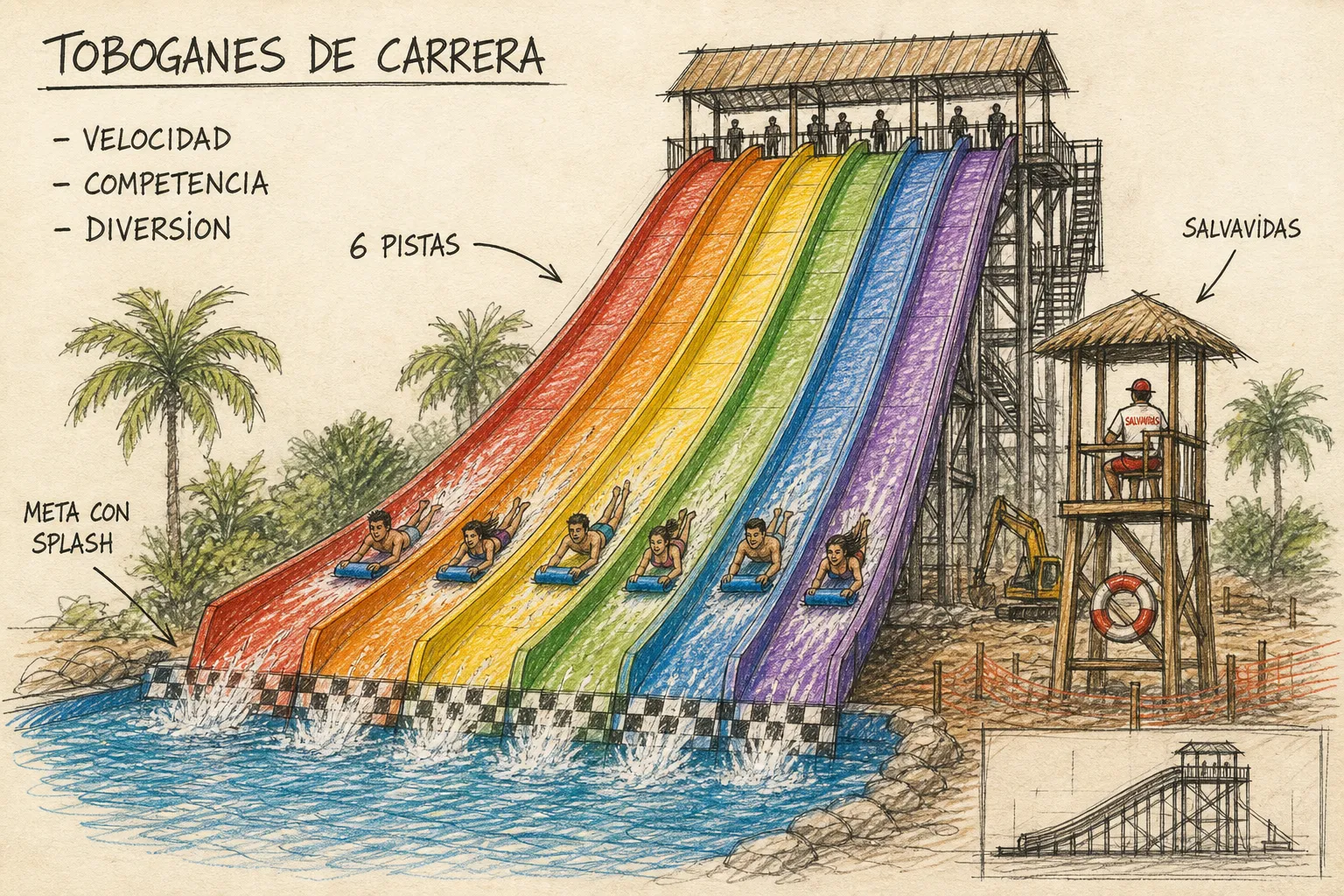 Bosquejo de toboganes de carrera